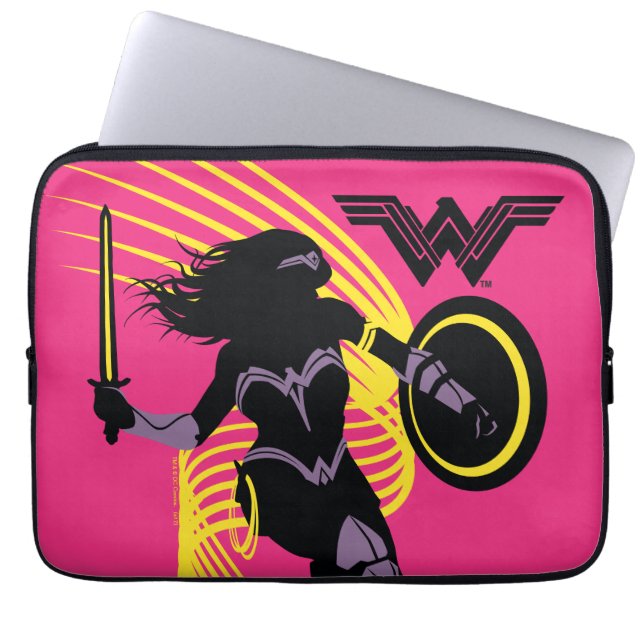 Justice League | Pictogram Wonder Woman Silhouette Laptop Sleeve (Voorkant)