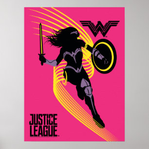Justice League   Pictogram Wonder Woman Silhouette Poster