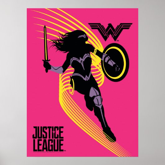Justice League | Pictogram Wonder Woman Silhouette Poster (Voorkant)