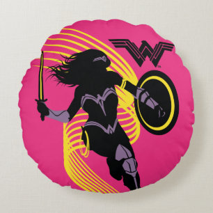 Justice League   Pictogram Wonder Woman Silhouette Rond Kussen