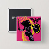 Justice League | Pictogram Wonder Woman Silhouette Vierkante Button 5,1 Cm (Voorkant /achterkant)