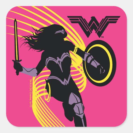 Justice League | Pictogram Wonder Woman Silhouette Vierkante Sticker (Voorkant)