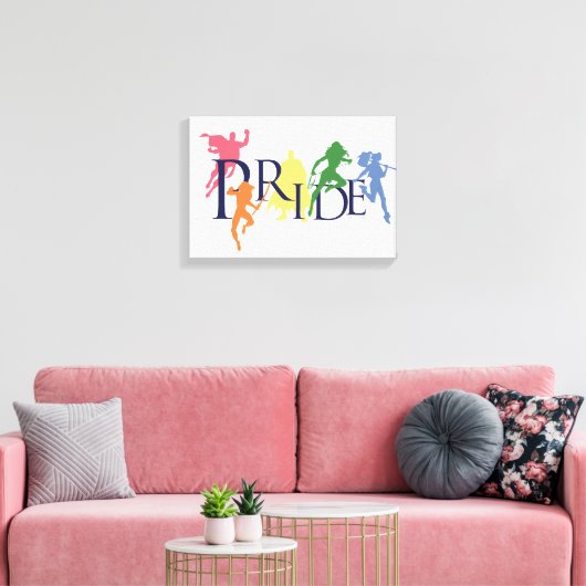 Justice League Pride Character Silhouettes Canvas Afdruk (Insitu (Woonkamer))