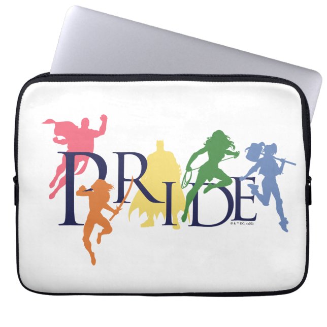 Justice League Pride Character Silhouettes Laptop Sleeve (Voorkant)