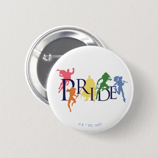 Justice League Pride Character Silhouettes Ronde Button 5,7 Cm (Voorkant /achterkant)