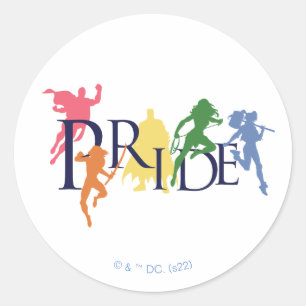 Justice League Pride Character Silhouettes Ronde Sticker