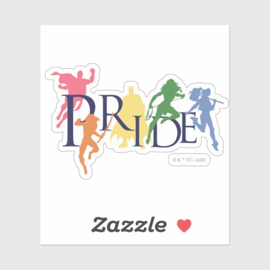 Justice League Pride Character Silhouettes Sticker (Vel)