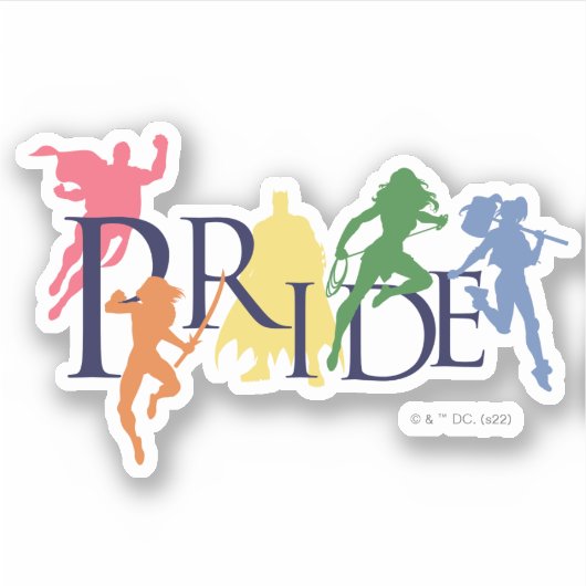 Justice League Pride Character Silhouettes Sticker (Voorkant)