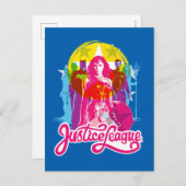 Justice League | Retrogroep en Logo Pop Briefkaart (Voorkant / Achterkant)