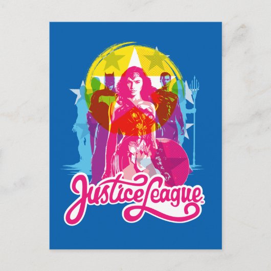 Justice League | Retrogroep en Logo Pop Briefkaart (Voorkant)