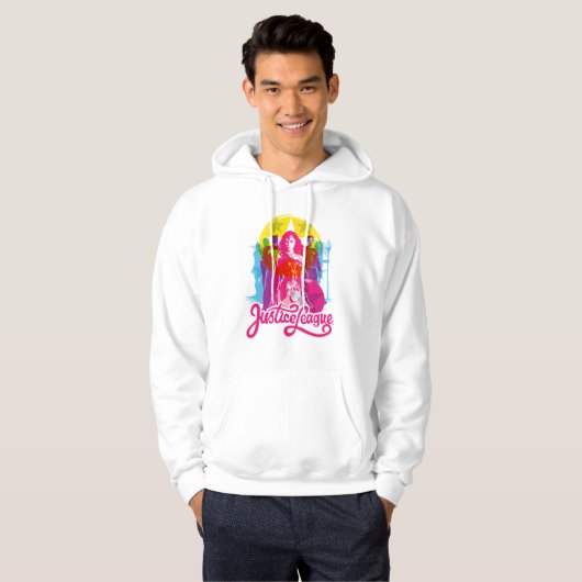 Justice League | Retrogroep en Logo Pop Hoodie (Voorkant volledig)