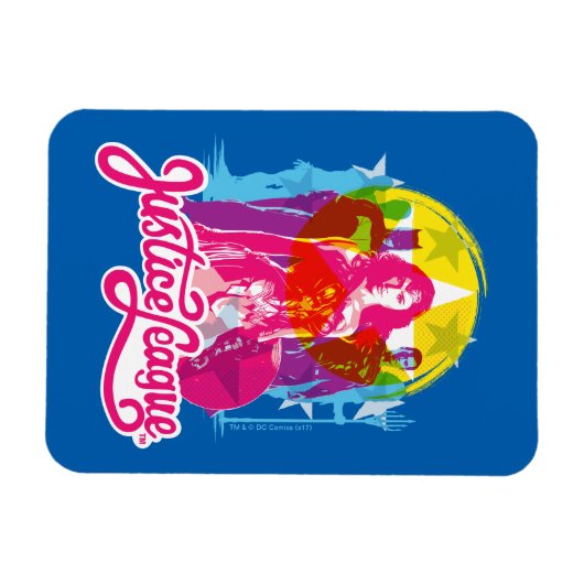 Justice League | Retrogroep en Logo Pop Magneet (Horizontaal)