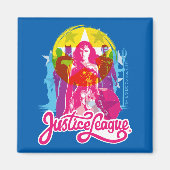 Justice League | Retrogroep en Logo Pop Magneet (Voorkant)