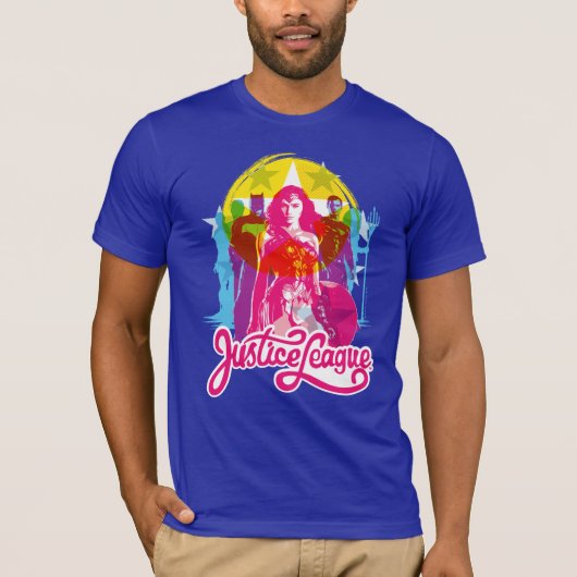 Justice League | Retrogroep en Logo Pop T-shirt (Voorkant)