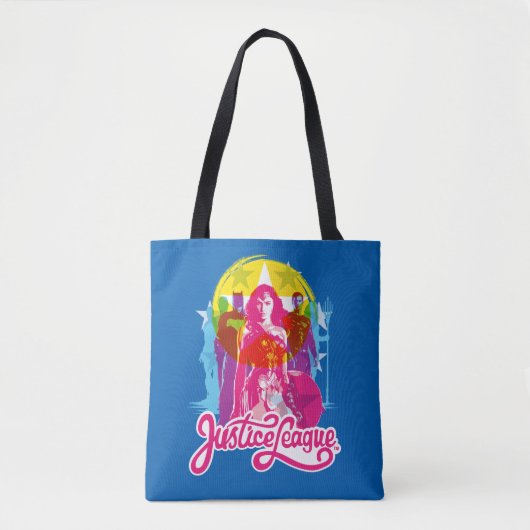 Justice League | Retrogroep en Logo Pop Tote Bag (Voorkant)