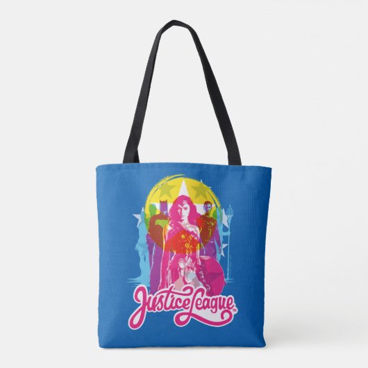 Justice League | Retrogroep en Logo Pop Tote Bag (Achterkant)