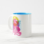 Justice League | Retrogroep en Logo Pop Tweekleurige Koffiemok (Voorkant links)