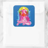Justice League | Retrogroep en Logo Pop Vierkante Sticker (Tas)