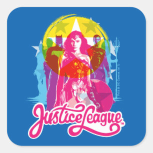 Justice League Retrogroep en Logo Pop Vierkante Sticker