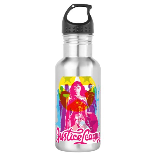 Justice League | Retrogroep en Logo Pop Waterfles (Voorkant)