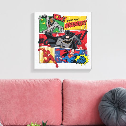 Justice League "Save the Feestdagen!" Canvas Afdruk (Insitu (Woonkamer))