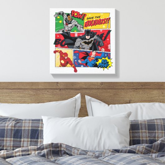Justice League "Save the Feestdagen!" Canvas Afdruk (Insitu (Slaapkamer))