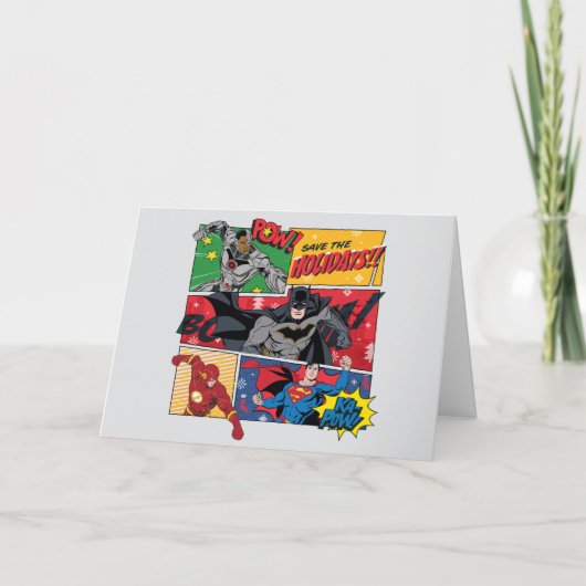 Justice League "Save the Feestdagen!" Feestdagen Kaart (Voorkant)