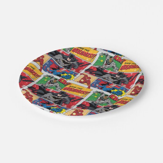 Justice League "Save the Feestdagen!" Papieren Bordje (Gekanteld)