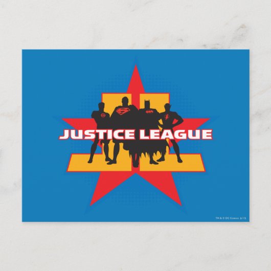 Justice League Silhouettes en Star Background Briefkaart (Voorkant)