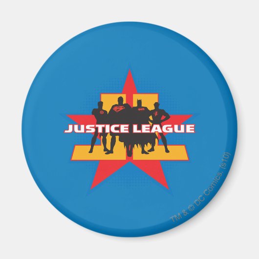 Justice League Silhouettes en Star Background Magneet (Voorkant)