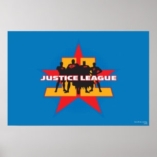 Justice League Silhouettes en Star Background Poster