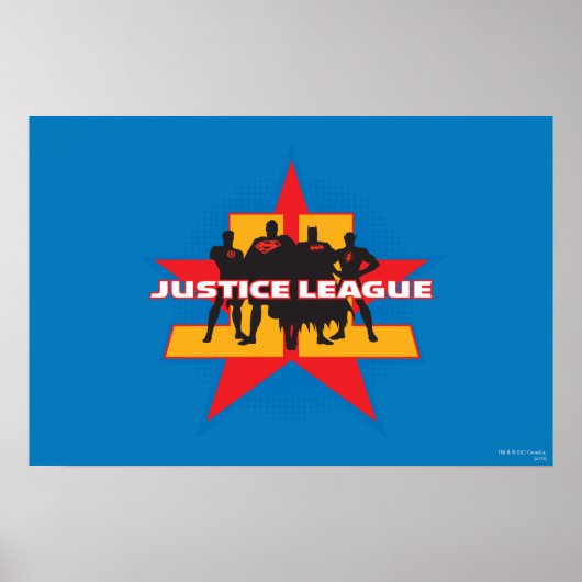 Justice League Silhouettes en Star Background Poster (Voorkant)