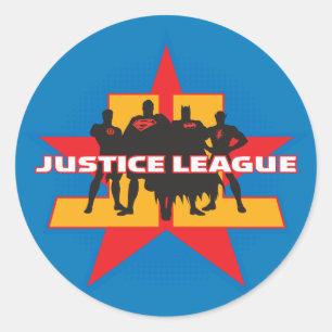Justice League Silhouettes en Star Background Ronde Sticker