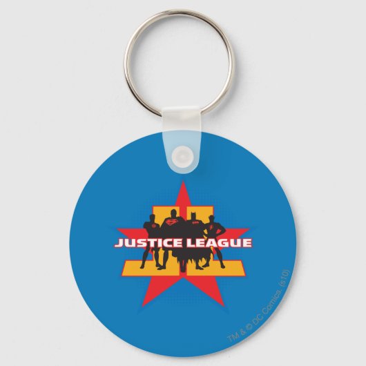 Justice League Silhouettes en Star Background Sleutelhanger (Voorkant)