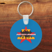 Justice League Silhouettes en Star Background Sleutelhanger (Voorkant)
