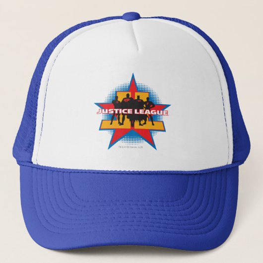 Justice League Silhouettes en Star Background Trucker Pet (Voorkant)