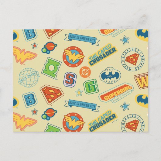 Justice League Superhelden Badge Patroon Briefkaart (Voorkant)
