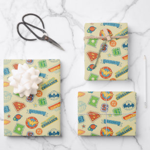 Justice League Superhelden Badge Patroon Inpakpapier Vel