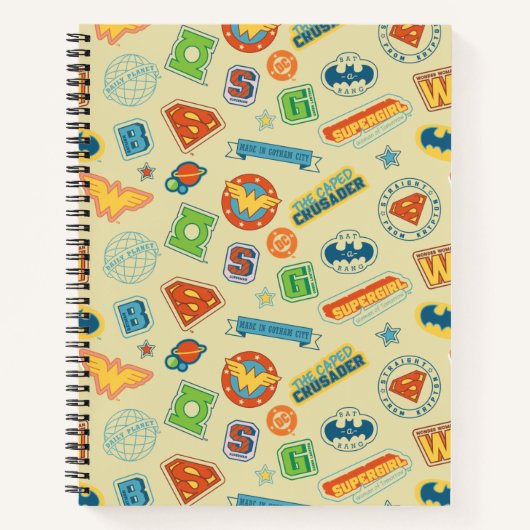 Justice League Superhelden Badge Patroon Notitieboek (Voorkant)