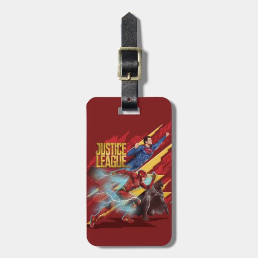Justice League | Superman, Flash en Batman Badge Bagagelabel (Voorkant verticaal)