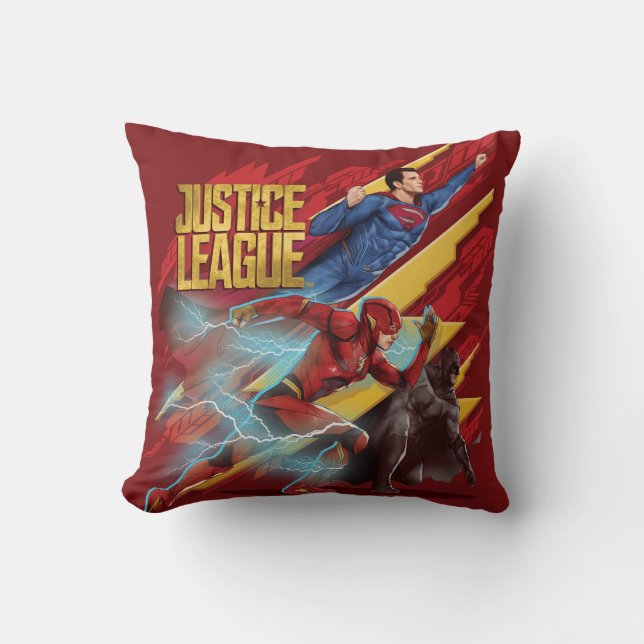 Justice League | Superman, Flash en Batman Badge Kussen (Voorkant)
