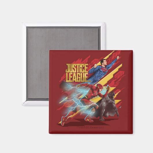 Justice League | Superman, Flash en Batman Badge Magneet (Voorkant / Achterkant)