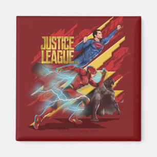 Justice League   Superman, Flash en Batman Badge Magneet