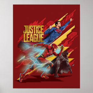 Justice League   Superman, Flash en Batman Badge Poster