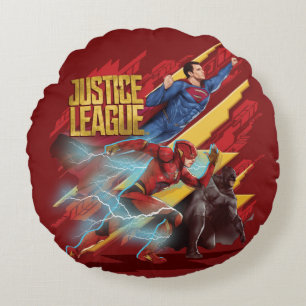 Justice League Superman, Flash en Batman Badge Rond Kussen