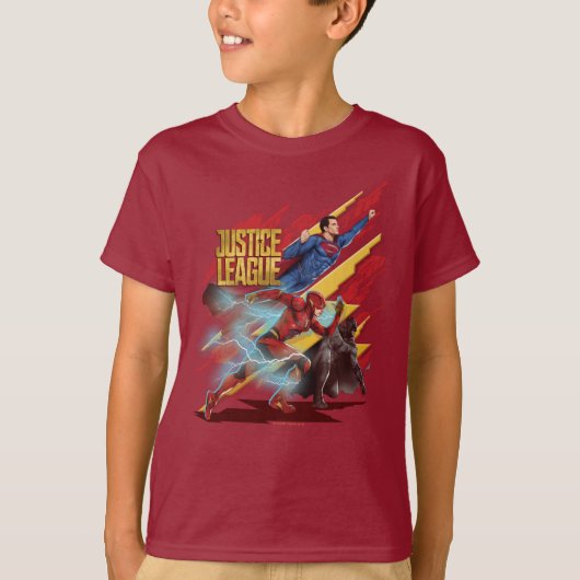 Justice League | Superman, Flash en Batman Badge T-shirt (Voorkant)