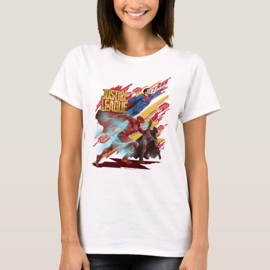 Justice League | Superman, Flash en Batman Badge T-shirt (Voorkant)