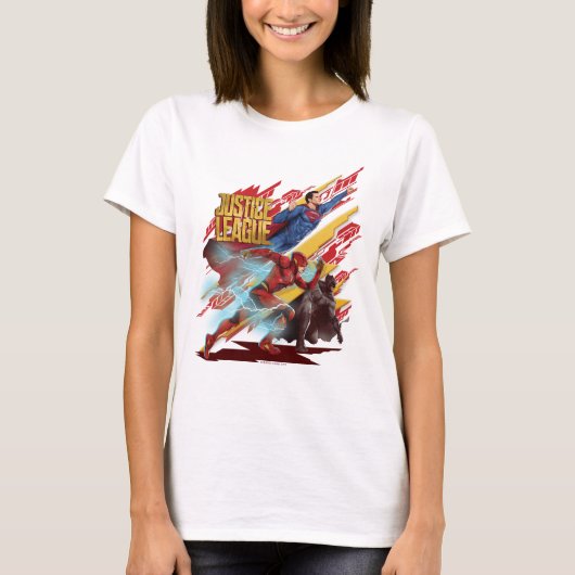 Justice League | Superman, Flash en Batman Badge T-shirt (Voorkant)