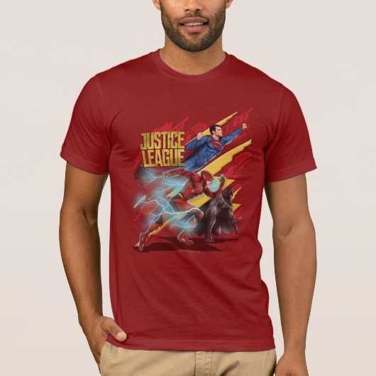 Justice League | Superman, Flash en Batman Badge T-shirt (Voorkant)