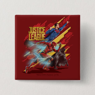 Justice League   Superman, Flash en Batman Badge Vierkante Button 5,1 Cm